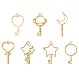Zinc Alloy Pendants, Open Back Bezel, for DIY UV Resin, Epoxy Resin, Pressed Flower Jewelry, Key