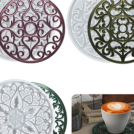 DIY Silicone Mandala Pattern Hollow-out Coaster Molds, Resin Casting Molds, For UV Resin, Epoxy Resin Craft Making, Flat Round Shape