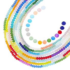 8 Strands Opaque 8 Style 7 Colors Frosted Glass Beads Strands, Faceted Rondelle