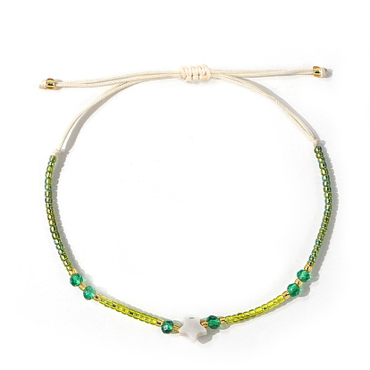 Регулируемые стеклянные бусины плетеные браслеты из бисера, украшения из ракушек и звезд для женщин