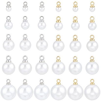 100 шт. 10 стили подвески из АБС-пластика с жемчугом, круглые, с петлей из сплава