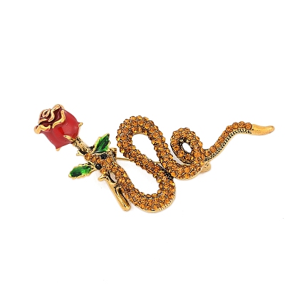 Змея с розовыми эмалевыми булавками, Броши из сплава со стразами для рюкзака