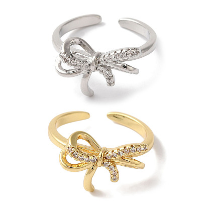 Открытые манжеты из латуни с бантом и микро-паве с прозрачным цирконием для женщин