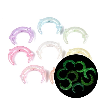 Luminous UV Plating Opaque Acrylic Beads, Iridescent, Moon & Star, Glow in the Dark, Textured