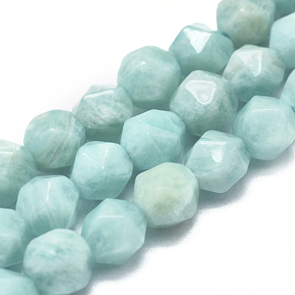 Natural Amazonite Beads Strands, Faceted, Round, Star Cut Round Beads