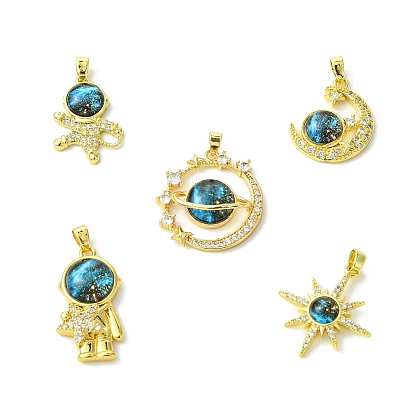 5 шт 5 стили латунные подвески из микропаве с фианитом