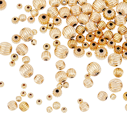 120шт 6 стиль латунная канавка бусина, круглые