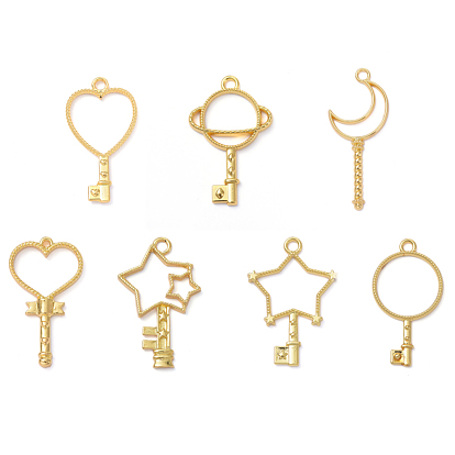 Zinc Alloy Pendants, Open Back Bezel, for DIY UV Resin, Epoxy Resin, Pressed Flower Jewelry, Key