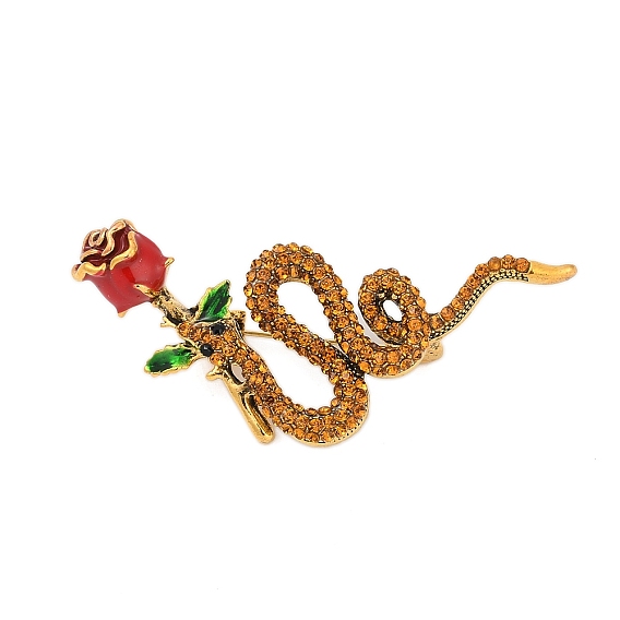 Змея с розовыми эмалевыми булавками, Броши из сплава со стразами для рюкзака