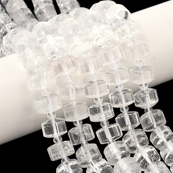 Природных кристаллов кварца бисер нитей, горного хрусталя, граненые, диск, Heishi бусы, с бисером