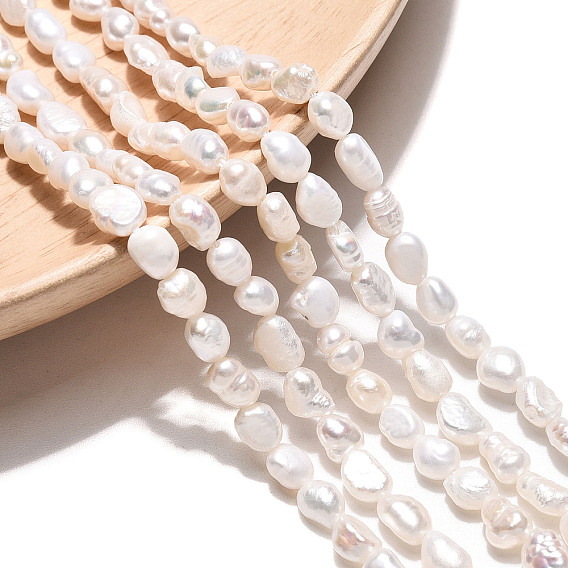 Нити из натурального культивированного пресноводного жемчуга, двух сторон полированной