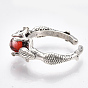 Alloy Cuff Finger Rings, with Glass, Wide Band Rings, Mermaid