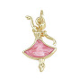 Латунь эмаль подвески, очарование балерины, без кадмия и без свинца, реальный 18 k позолоченный, с целью перехода в кольце