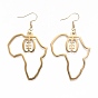 PVD Vacuum Plating 201 Stainless Steel Dangle Earrings, Africa Map, Adinkra Gye Nyame