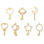 Zinc Alloy Pendants, Open Back Bezel, for DIY UV Resin, Epoxy Resin, Pressed Flower Jewelry, Key