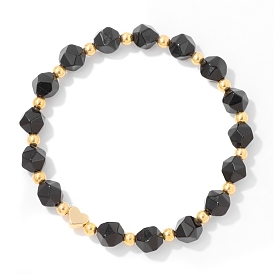 Faceted Round Natural Gemstone Beads Stretch Bracelets for Women Men