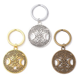 3Pcs Alloy Keychain, with Alloy Rings, Star & Moon