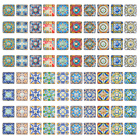 4 сумки стеклянные кабошоны, площадь с цветочным узором