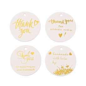 100Pcs Hot Stamping Paper Thank You Printed Gift Tags, Round