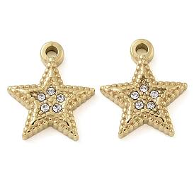 Ion Plating(IP) 304 Stainless Steel Rhinestone Charms, Star