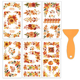 6 feuilles 6 styles pvc autocollants décoratifs imperméables, décalcomanies auto-adhésives pour la décoration de meubles