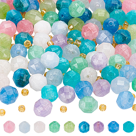90шт 9 цвета натуральный доломитовый бисер, с бисером, граненые, окрашенные, круглые
