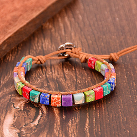 Colorful Natural Emperor Stone Bracelet with Lotus Clasp for Yoga
