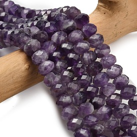 Природный аметист нитей бисера, граненые, рондель