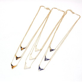 Triangle Resin Triple Layer Alloy Necklace - Minimalist Multi-layered European Style Jewelry