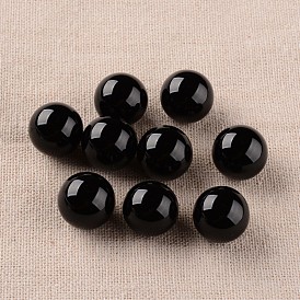 Круглые бусины из натурального черного оникса, сфера драгоценного камня, нет отверстий / незавершенного, 16 мм