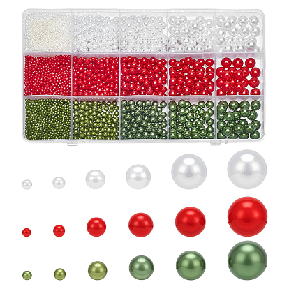 3040 акриловые бусины из искусственного жемчуга, без отверстия , круглые