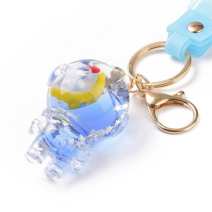 Acrylic Spaceman Keychain, with Light Gold Tone Alloy Lobster Claw Clasps, Iron Key Ring and PVC Plastic Tape