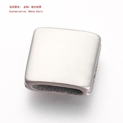 304 Stainless Steel Slide Charms, Rectangle