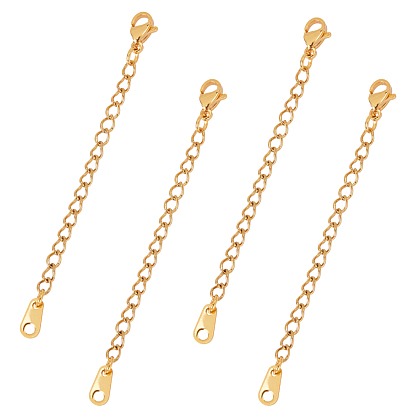 304 Stainless Steel Chain Extender, with Lobster Claw Clasps and Charms, Teardrop