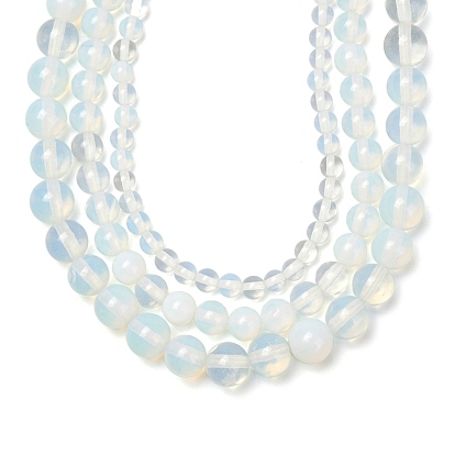 3 brin 3 tailles de brins de perles d'opalite, ronde