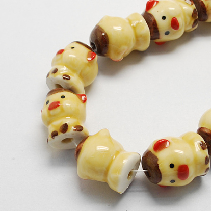 Handmade Porcelain Beads, Famille Rose Porcelain, The Chinese Zodiac Signs, 16~20x13~23x11~14mm, Hole: 3mm