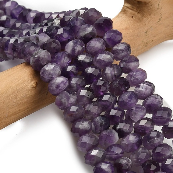 Природный аметист нитей бисера, граненые, рондель