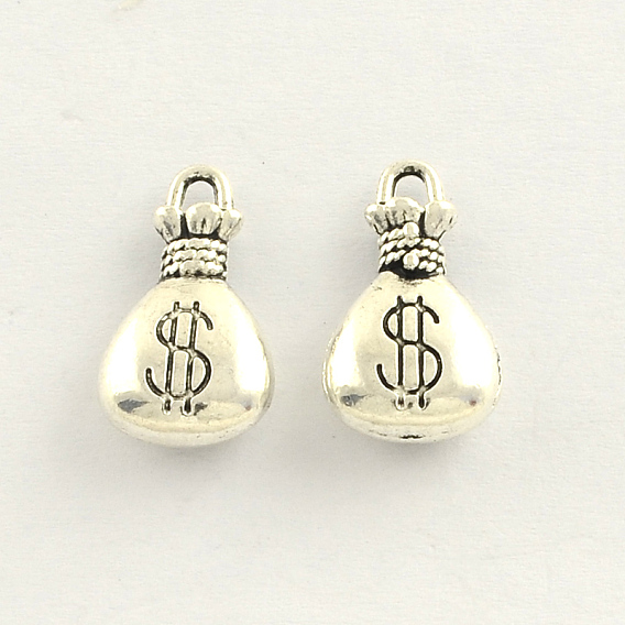 Tibetan Style Zinc Alloy Charms, Cadmium Free & Lead Free, Lucky Bag, 17x10x4.5mm, Hole: 2mm, about 575pcs/1000g