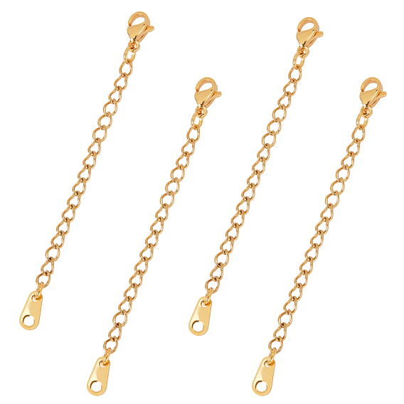 304 Stainless Steel Chain Extender, with Lobster Claw Clasps and Charms, Teardrop