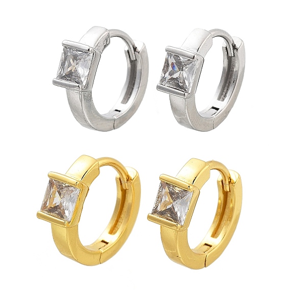 Квадратные серьги-кольца из латуни с покрытием из прозрачного кубического циркония для женщин, без кадмия и без свинца, долговечный