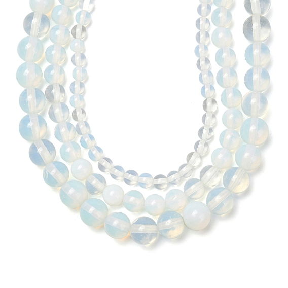 3 brin 3 tailles de brins de perles d'opalite, ronde
