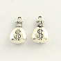 Tibetan Style Zinc Alloy Charms, Cadmium Free & Lead Free, Lucky Bag, 17x10x4.5mm, Hole: 2mm, about 575pcs/1000g