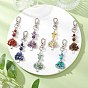 Чакра дерево жизни натуральные и синтетические драгоценные камни подвески украшения, с поворотными застежками-лобстерами из цинкового сплава