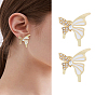1 Paire de boucles d'oreilles à clous en alliage de zinc, avec strass et émail, papillon, gauche et droite