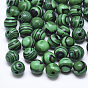 Perles synthétiques malachite, la moitié foré, ronde