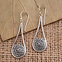 Boucles d'oreilles pendantes en alliage pour femmes, goutte d'eau avec fleur