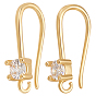 30 латунные крючки для серег из прозрачного кубического циркония с микропаве, с горизонтальными петлями