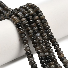 Натуральные нити бус из ларвикита, рондель