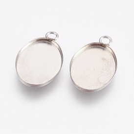 304 Настройки кабошон из нержавеющей стали кулон, чашки безель с краями, овальные