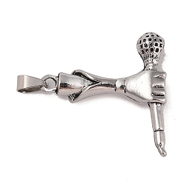 Tibetan Style Alloy Pendants, Cadmium Free & Lead Free, The Hand with the Microphone